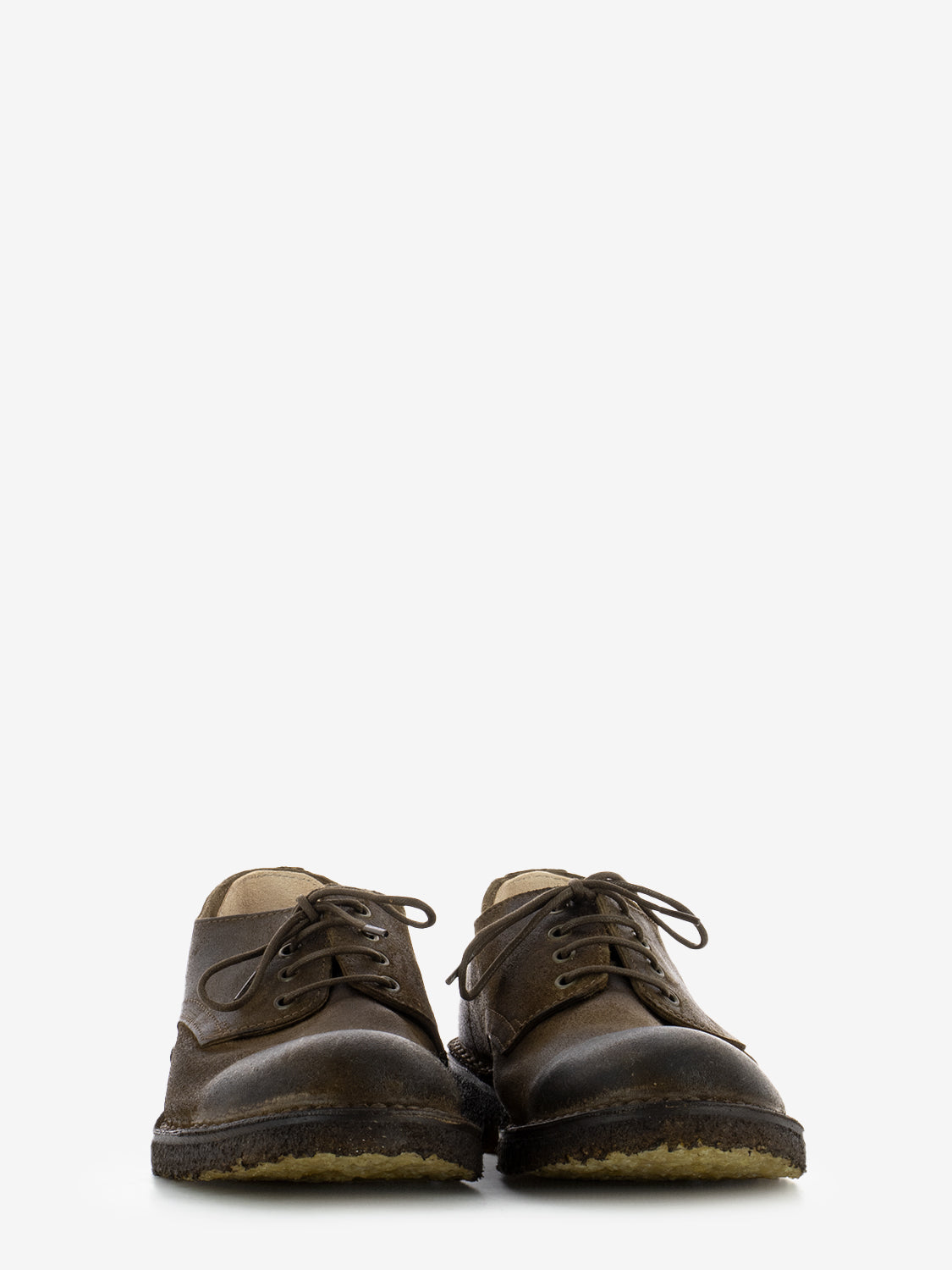 Derby with round toe in dark brown suede