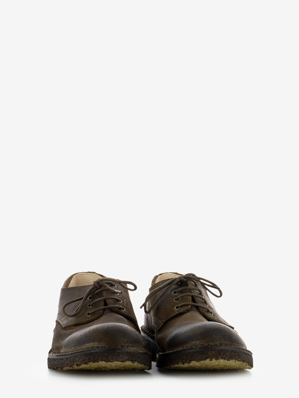 Derby with round toe in dark brown suede