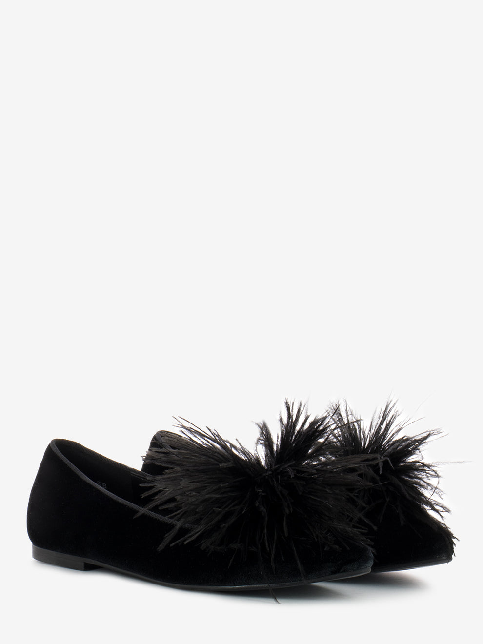 Black velvet ballerina with feathers