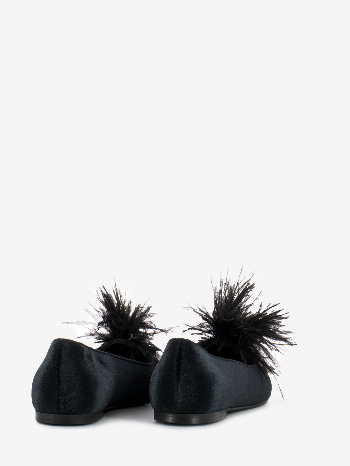 Black velvet ballerina with feathers