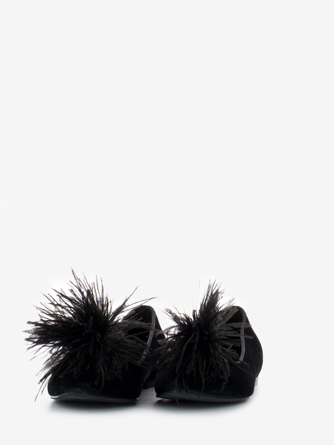 Black velvet ballerina with feathers