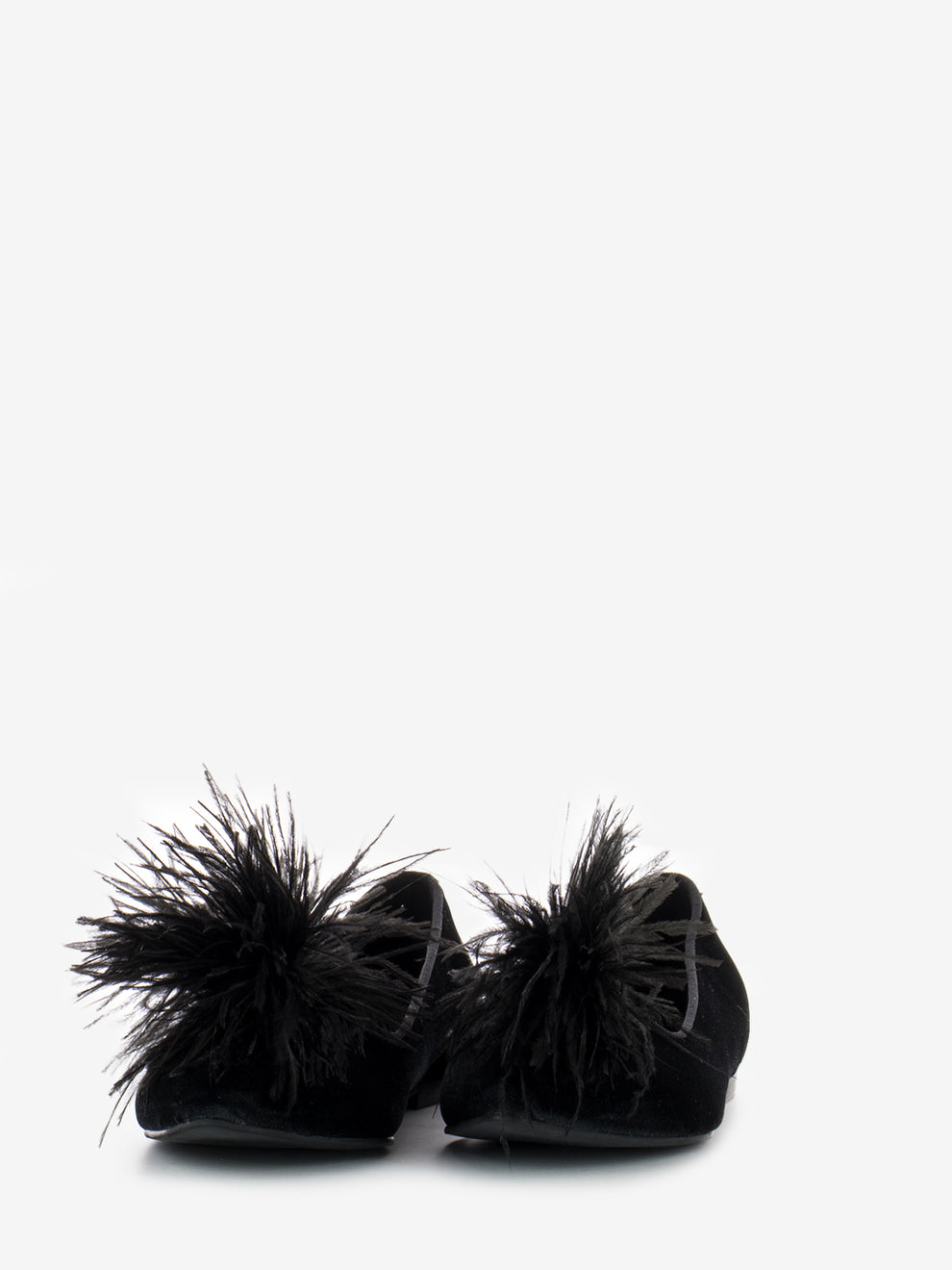 Black velvet ballerina with feathers
