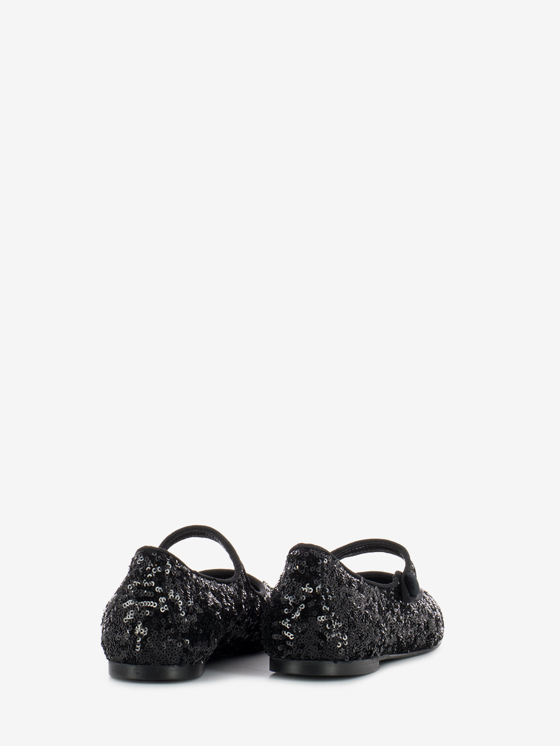 Black Sequin Strap Ballet Flats