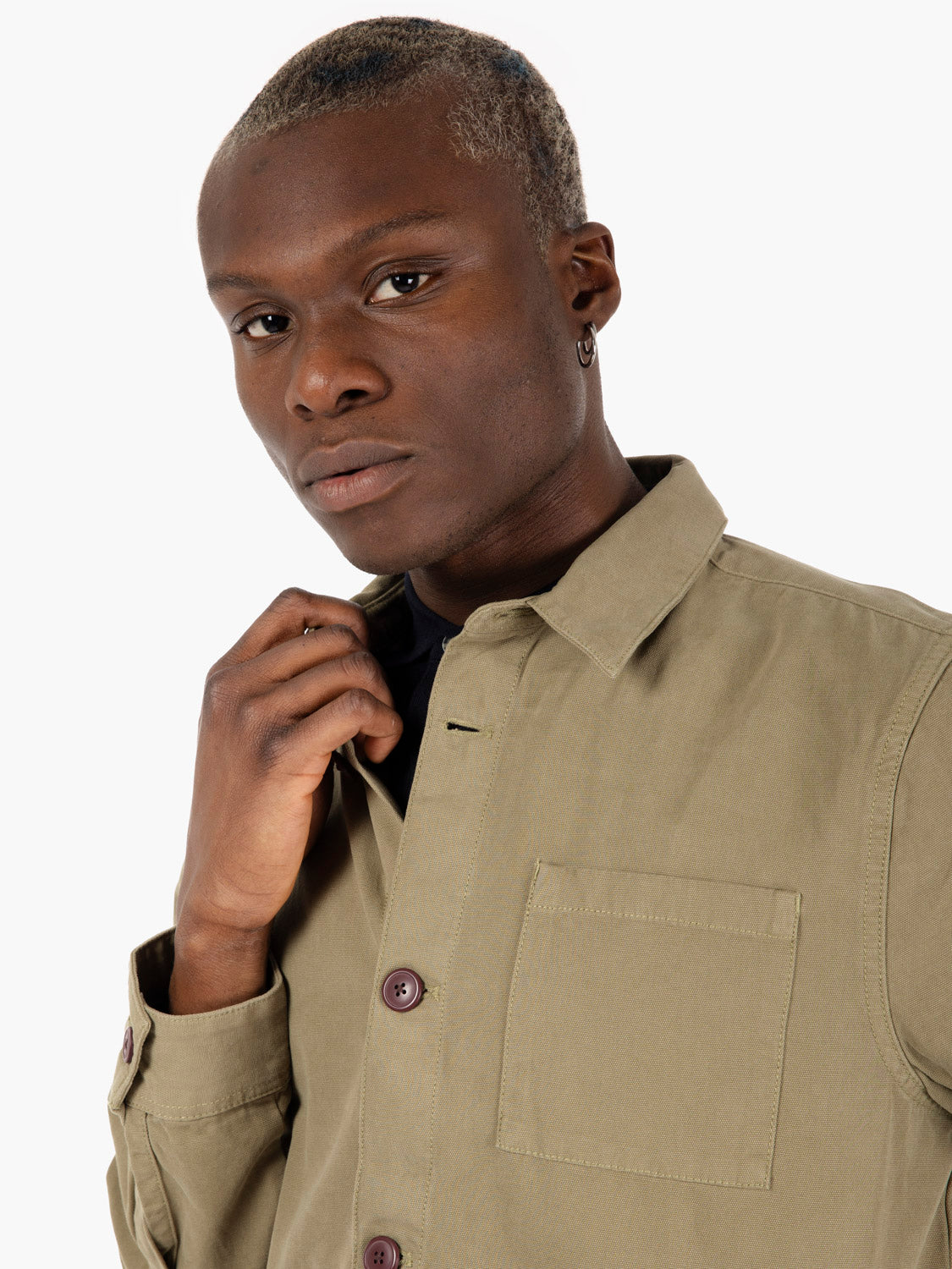 Camicia Overshirt Washed Cotton bleached olive