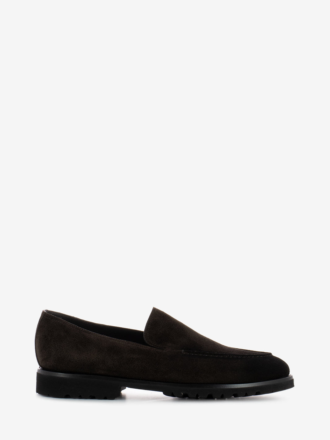 Brown suede stitched loafers