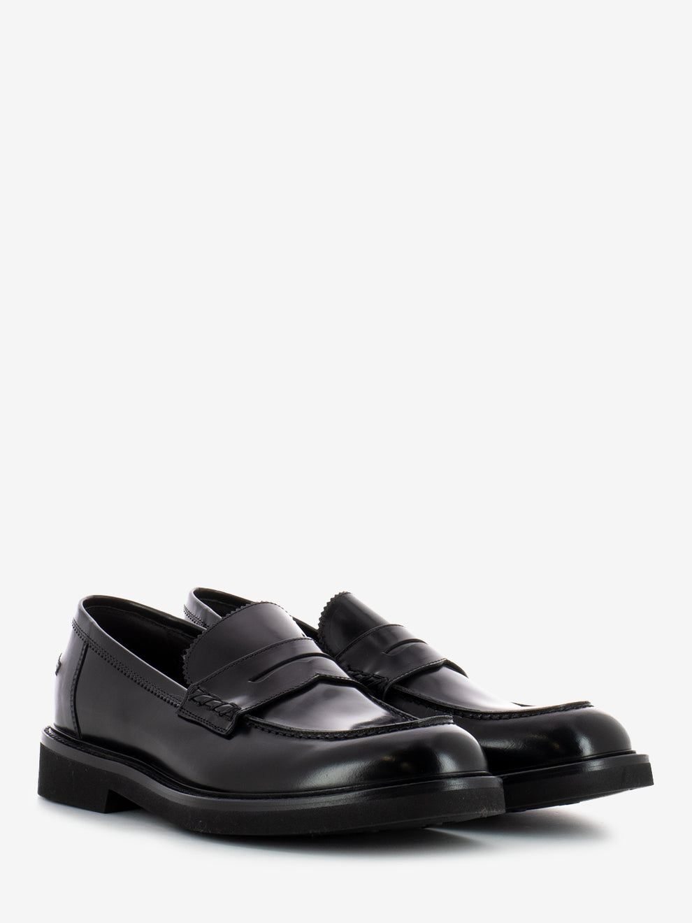Black brushed leather moccasins black