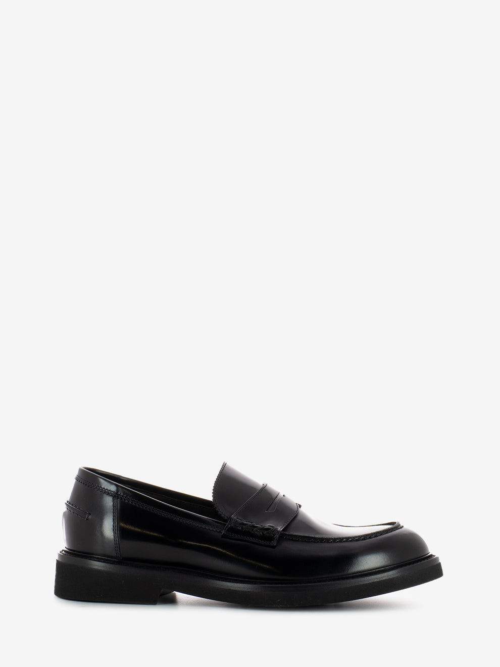 Black brushed leather moccasins black