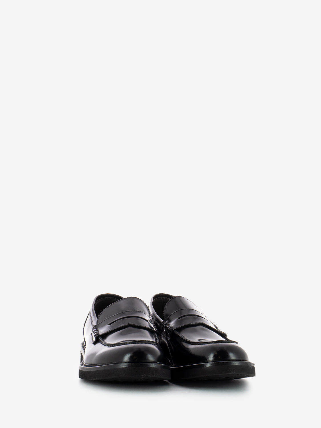 Black brushed leather moccasins black