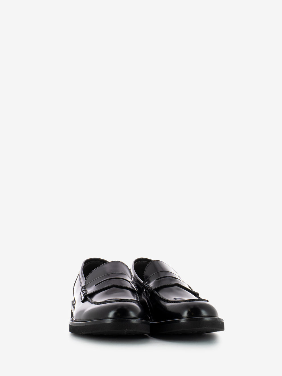 Black brushed leather moccasins black
