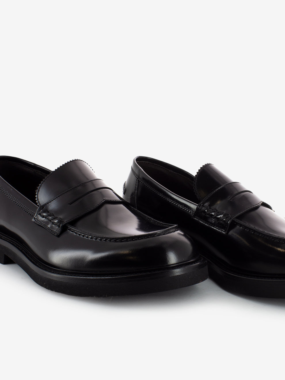 Black brushed leather moccasins black