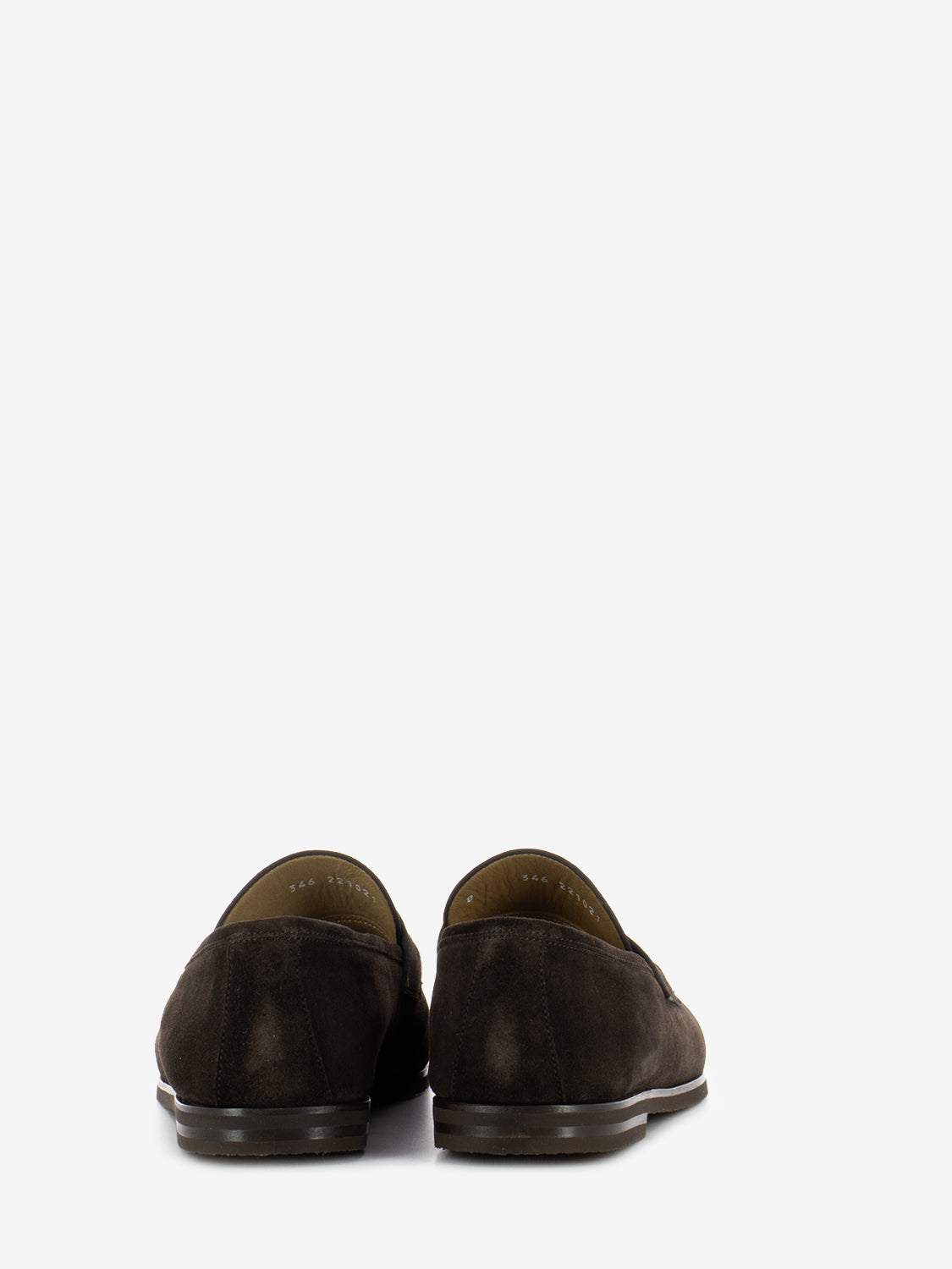 Dark brown suede penny loafer