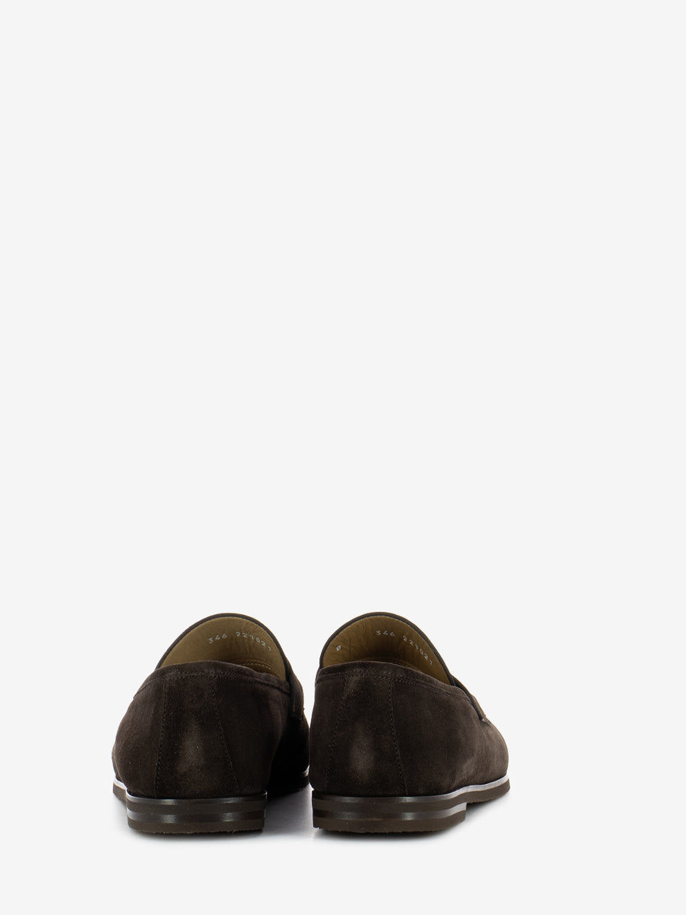Dark brown suede penny loafer