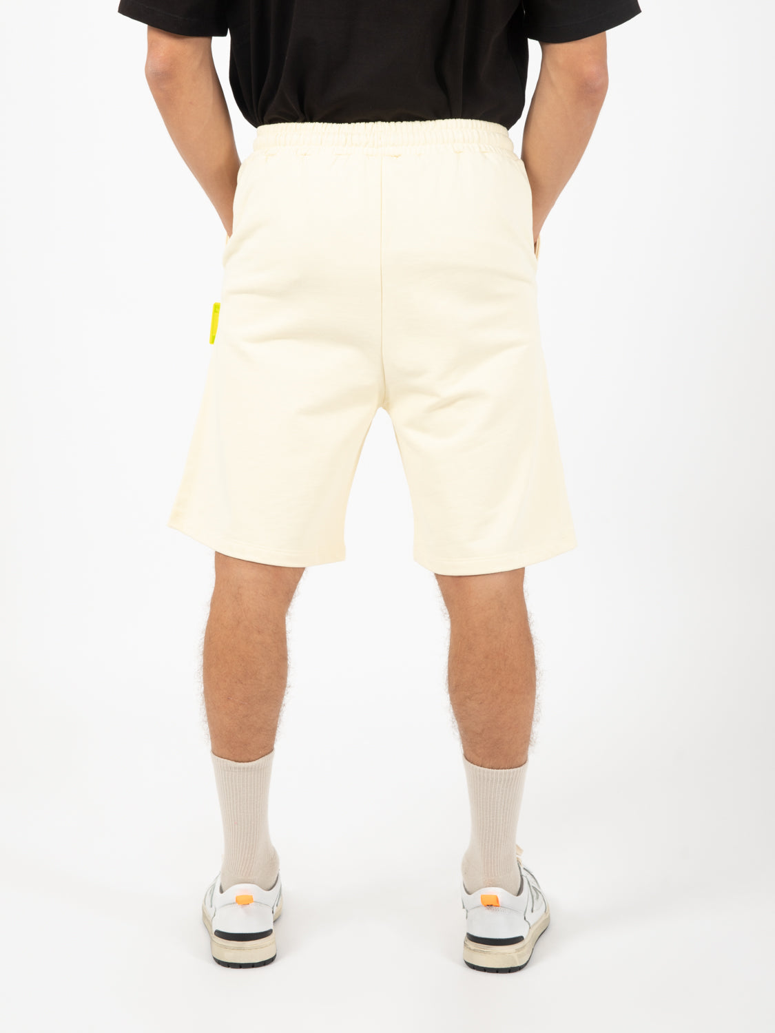 Cream palms fleece Bermuda shorts