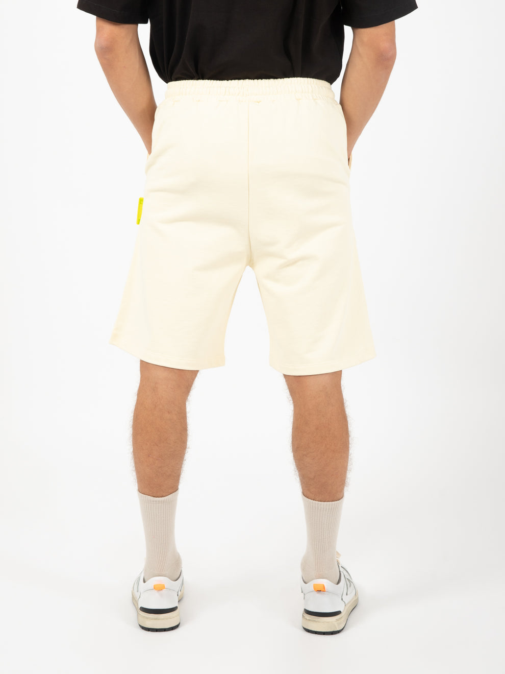 Cream palms fleece Bermuda shorts