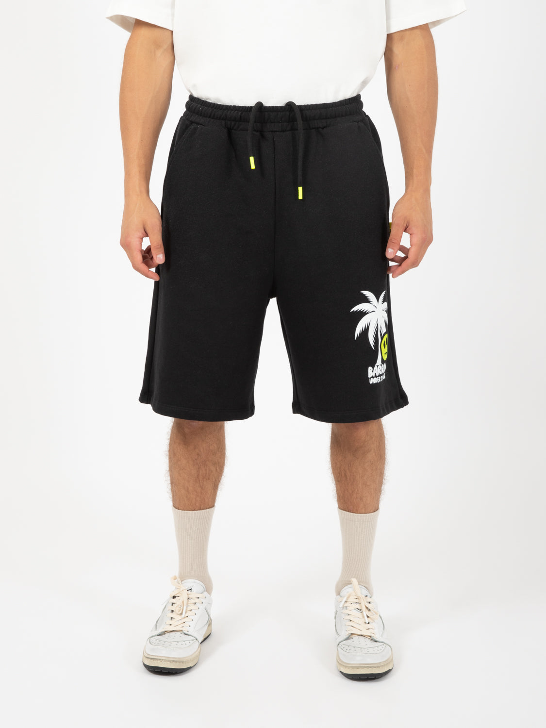 Bermuda in felpa palms nero