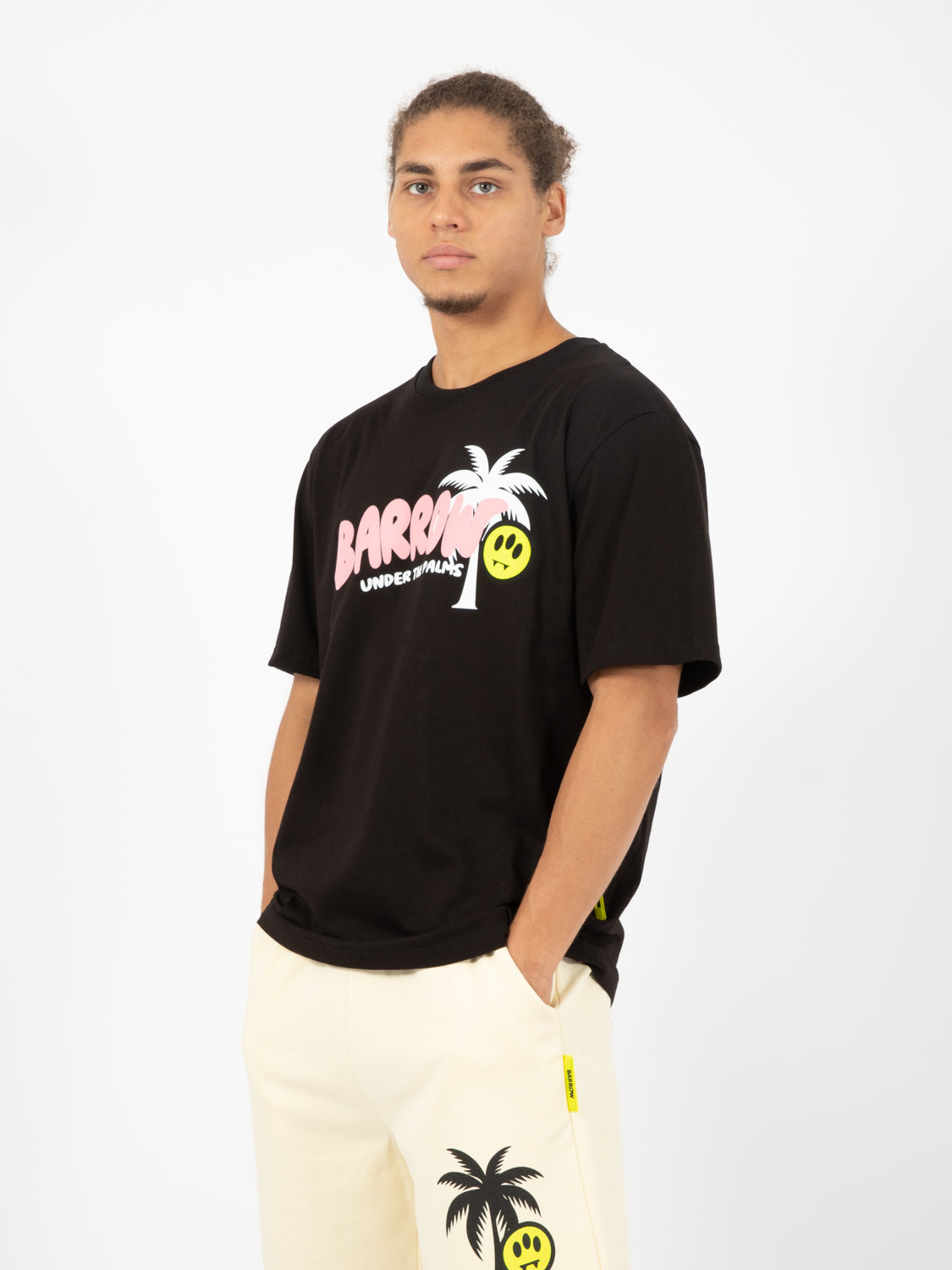 T-shirt in jersey palms nera