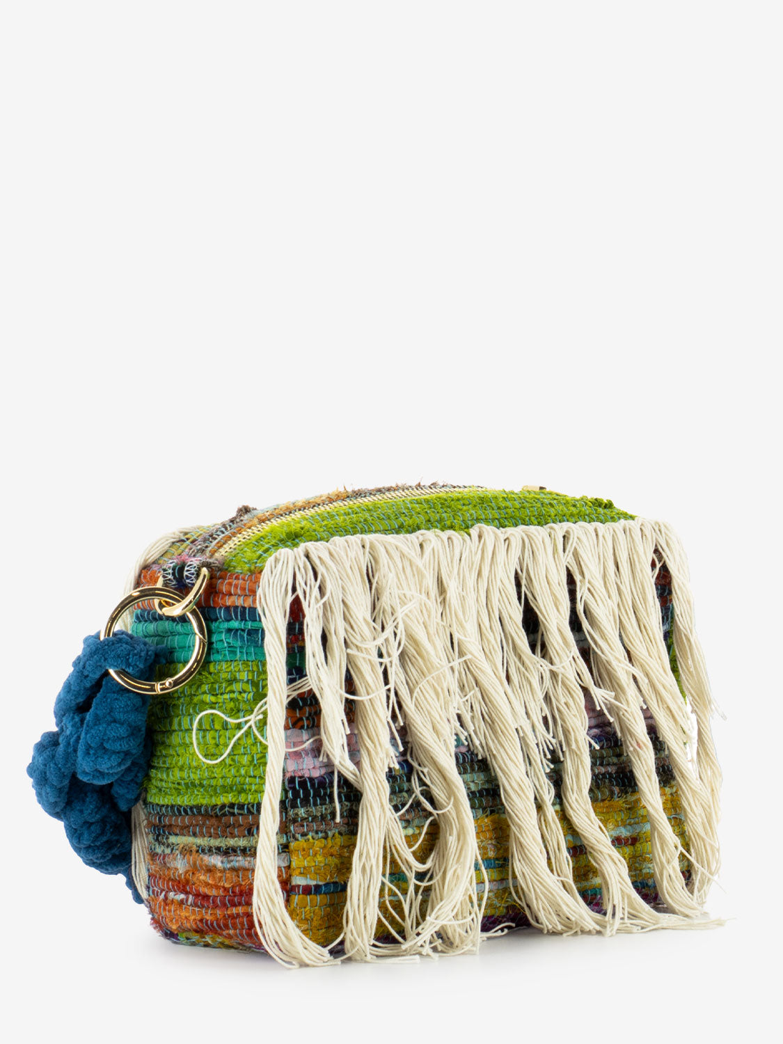 Borsa a spalla con frange multicolor