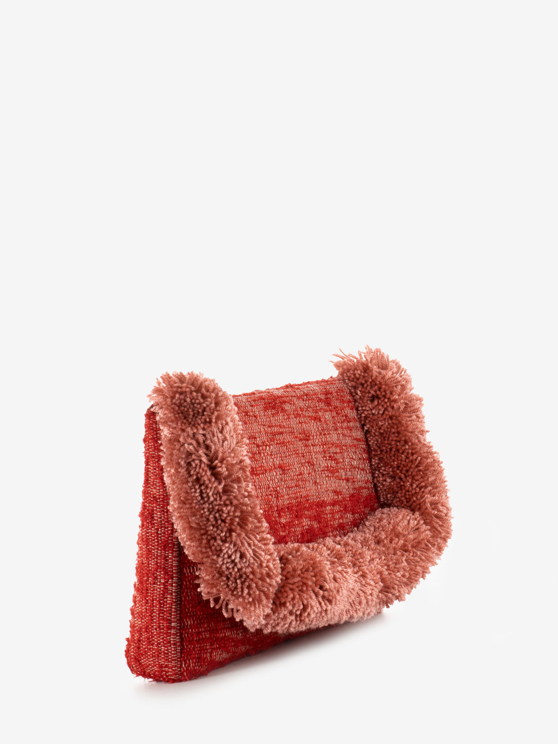 Maxi pochette con bordo pompon rosso