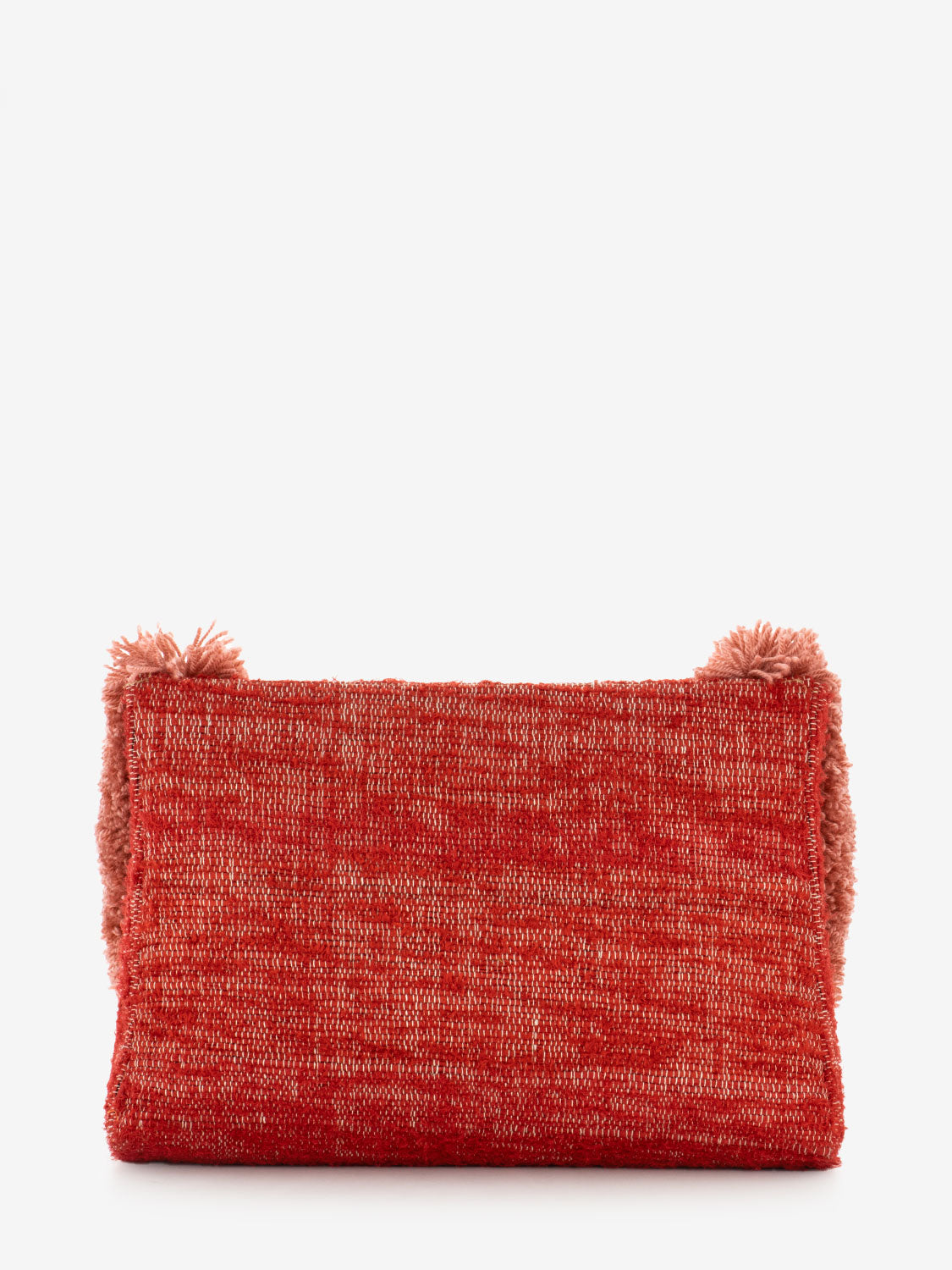 Maxi pochette con bordo pompon rosso