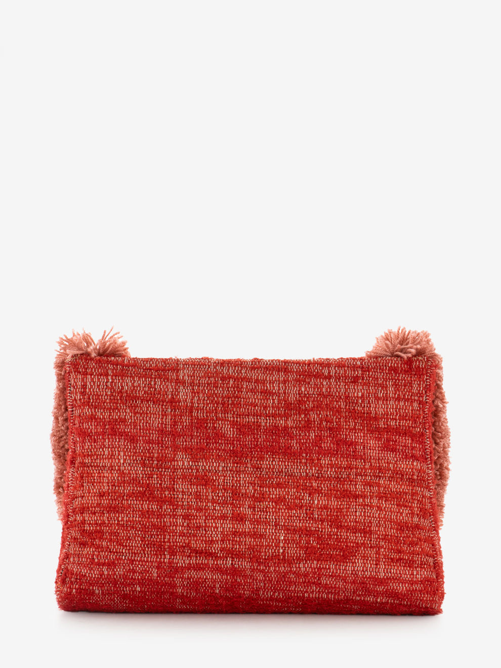 Maxi pochette con bordo pompon rosso