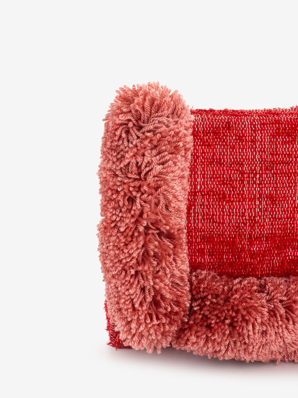 Maxi pochette con bordo pompon rosso