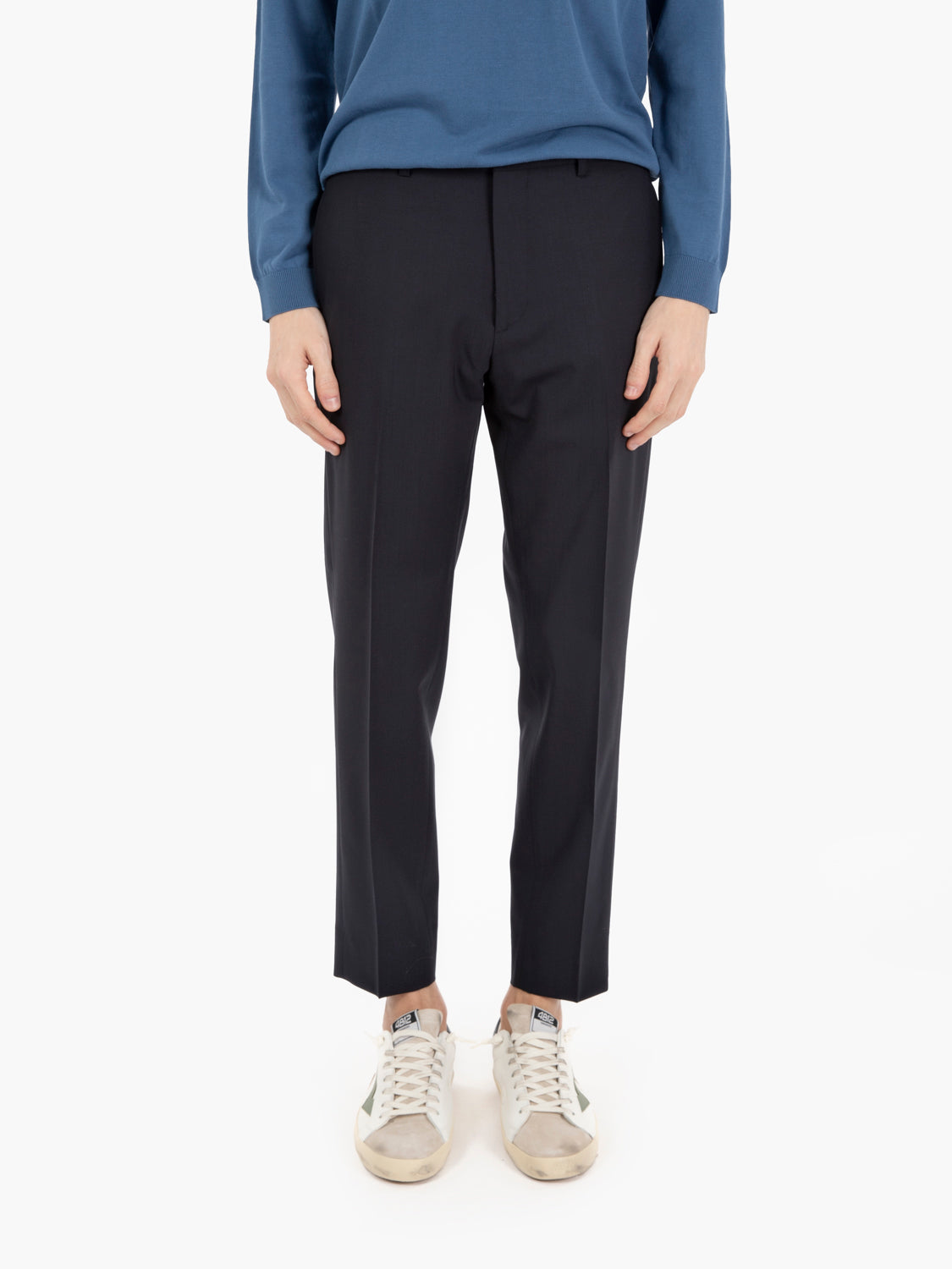 Pantaloni Edoardo fresco lana blu