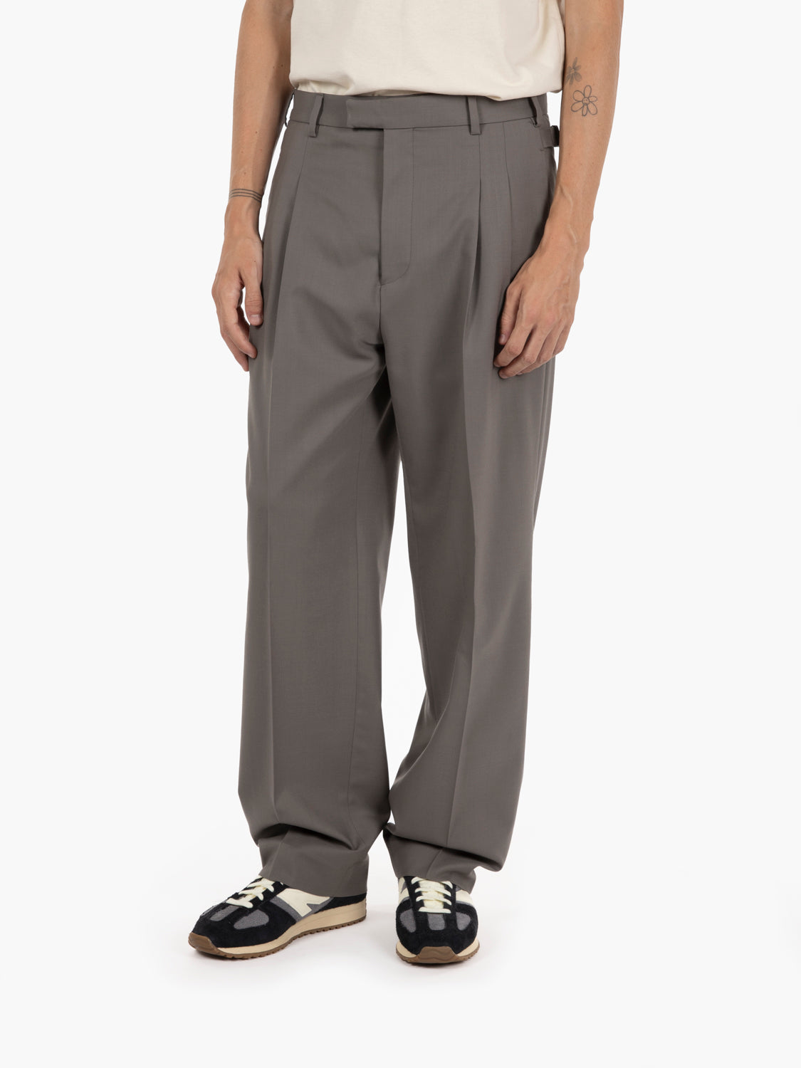 Mud wool blend trousers