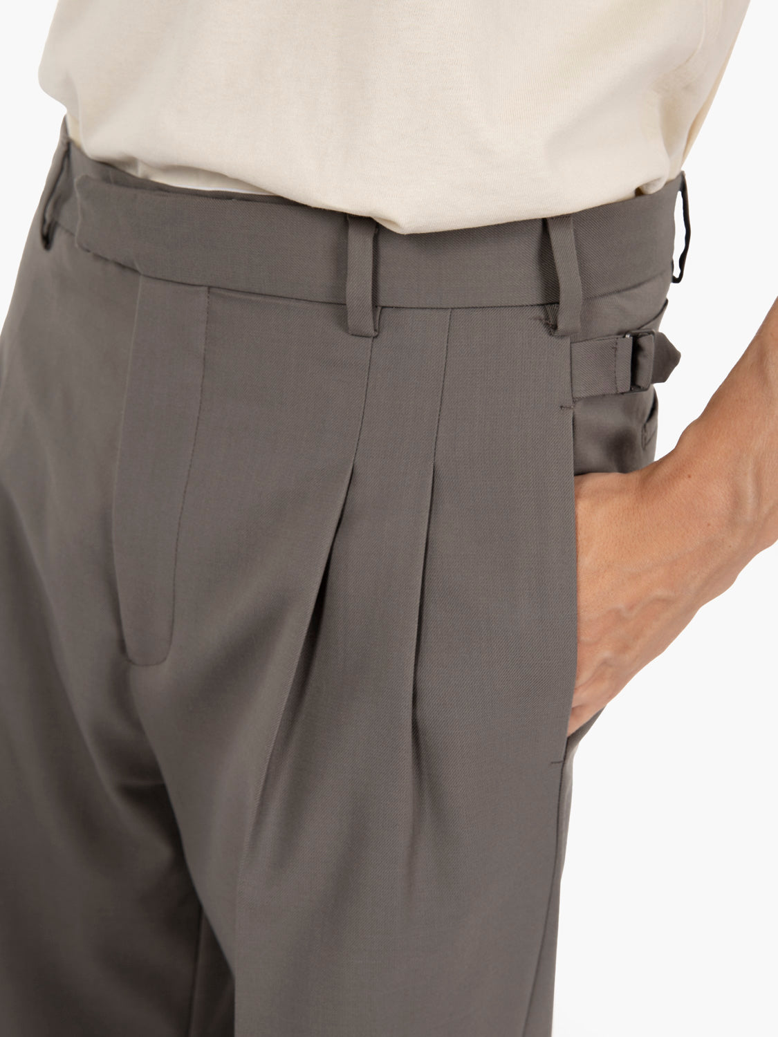 Mud wool blend trousers
