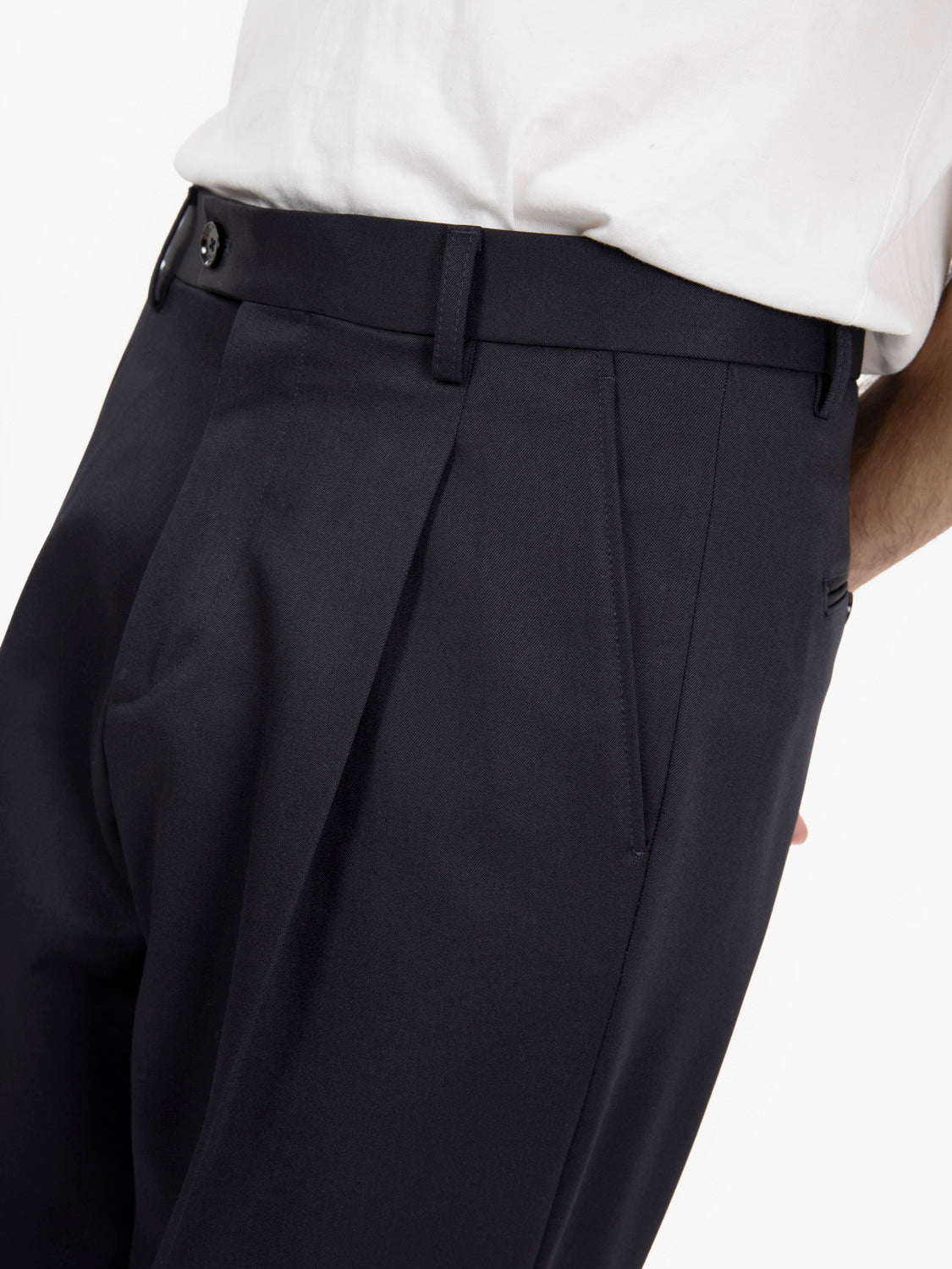 Pantaloni Raul in misto lana blu