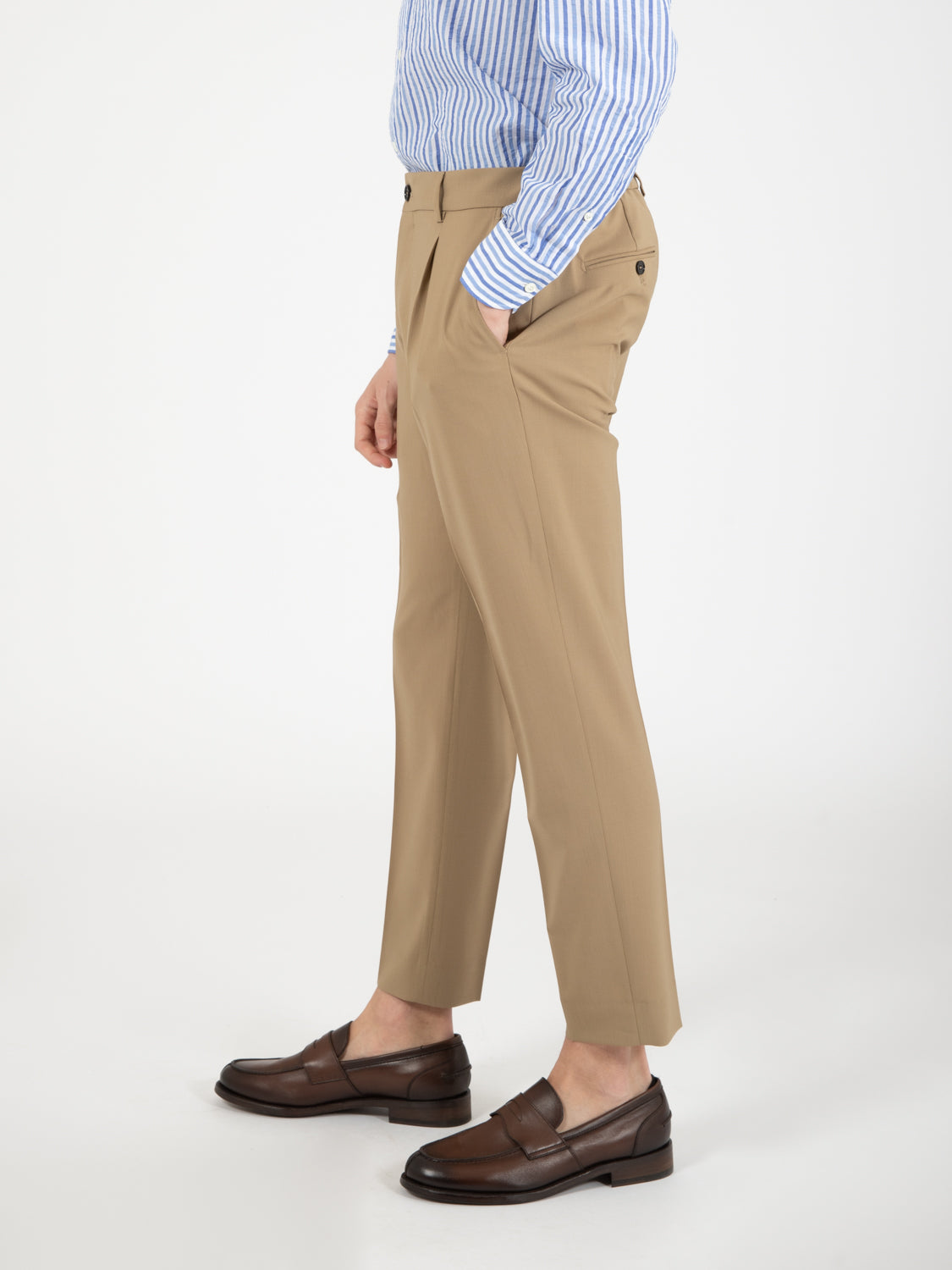 Pantaloni Riccardo fresco lana beige
