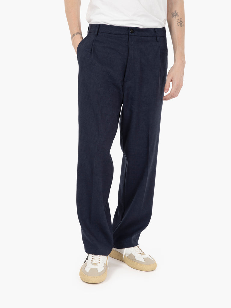 BEAUCOUP - Pantaloni in tessuto operato navy