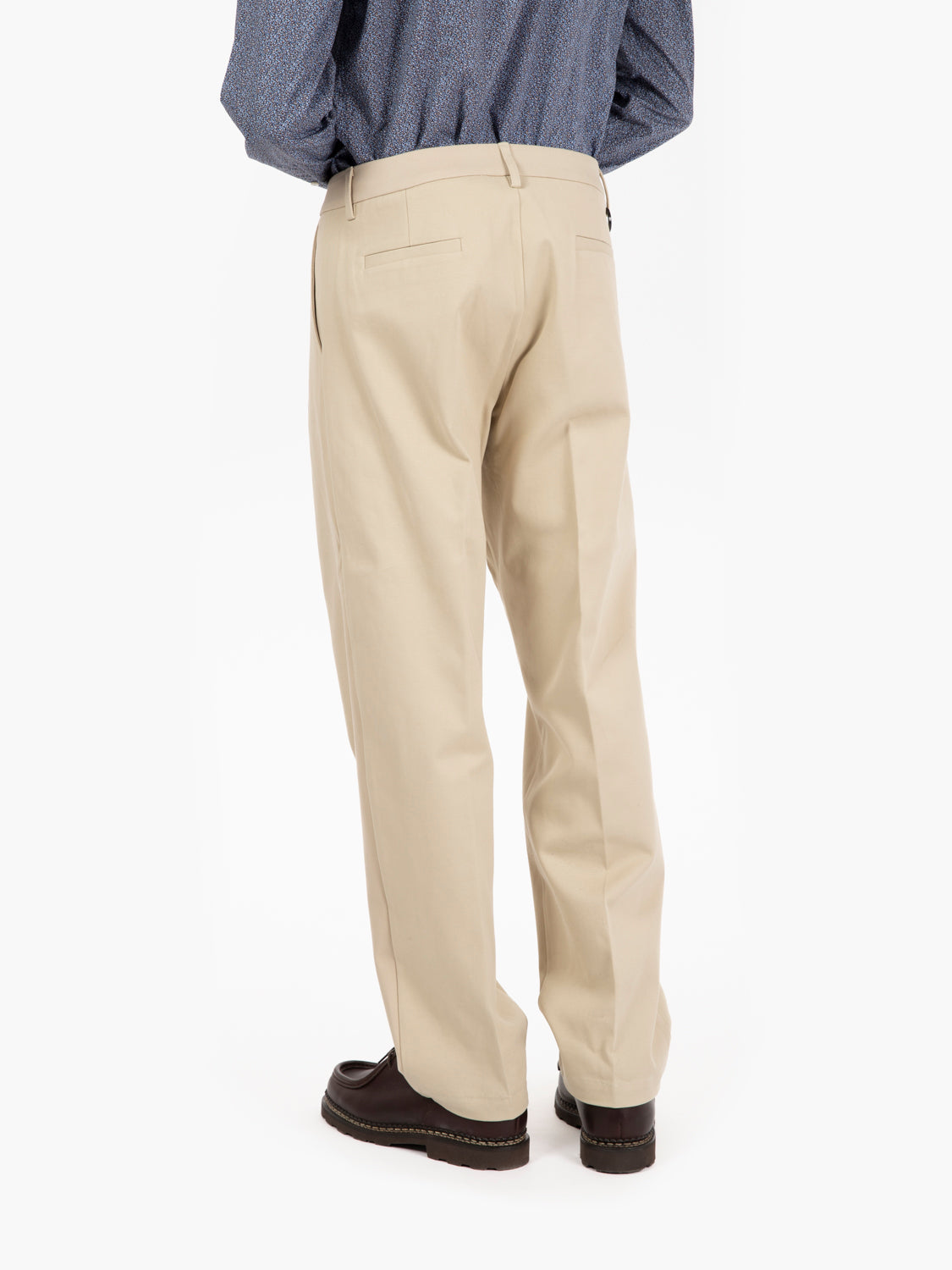 Beige cotton wide leg trousers