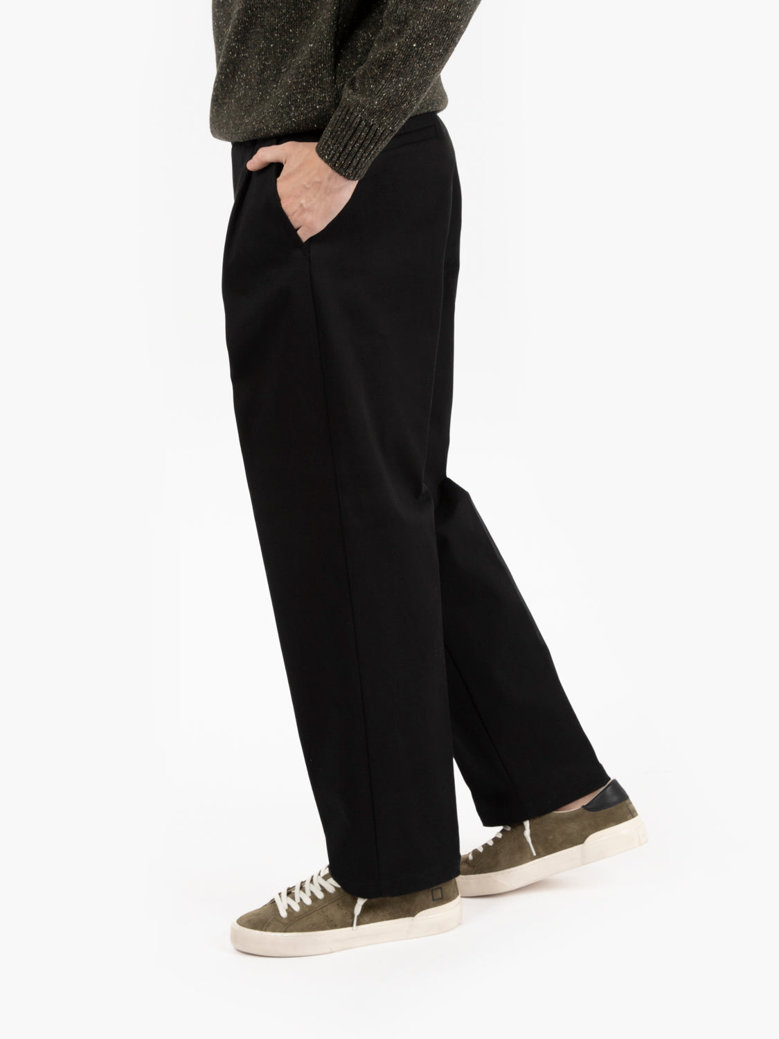 Black cotton wide leg pants