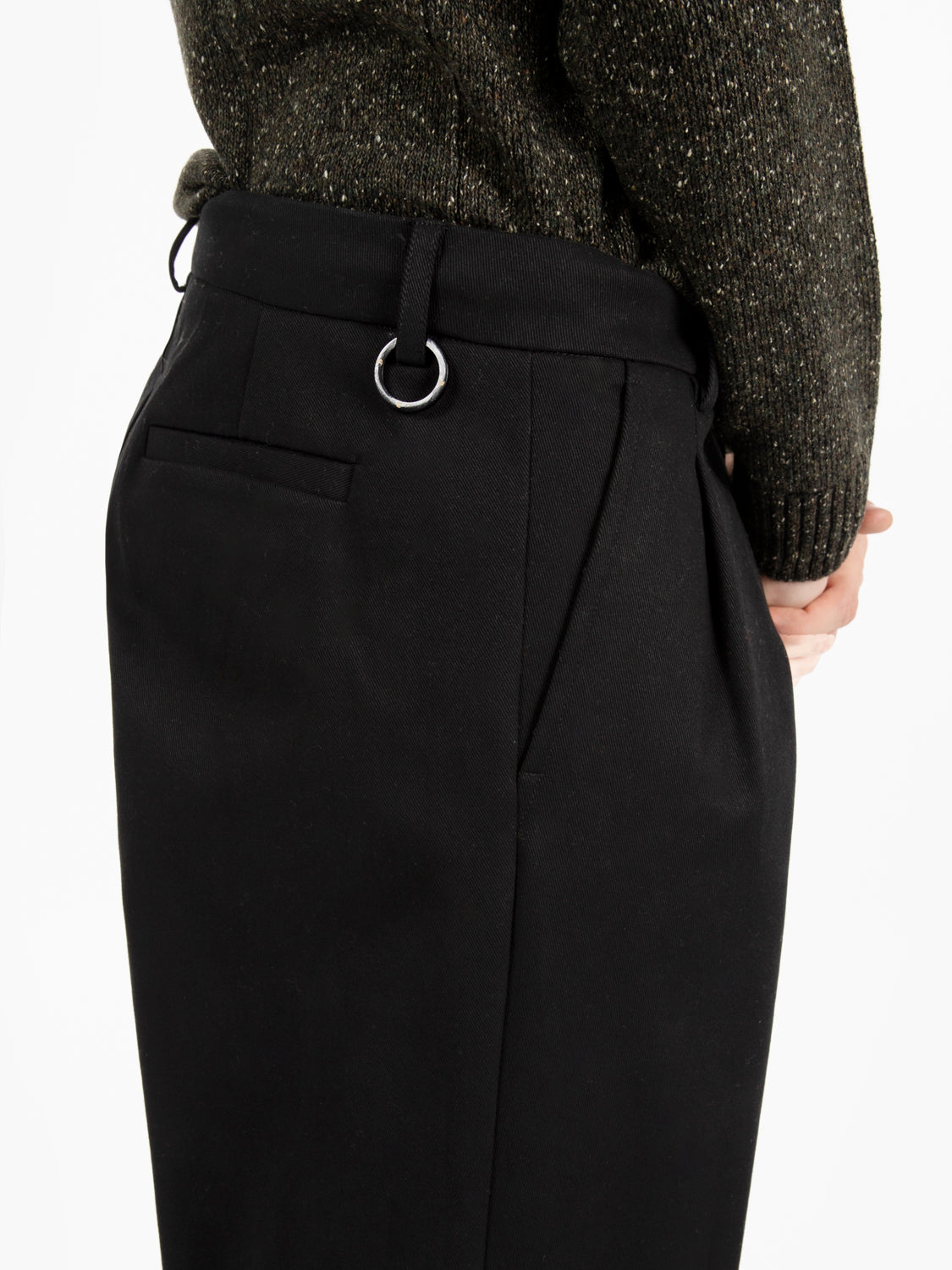Black cotton wide leg pants