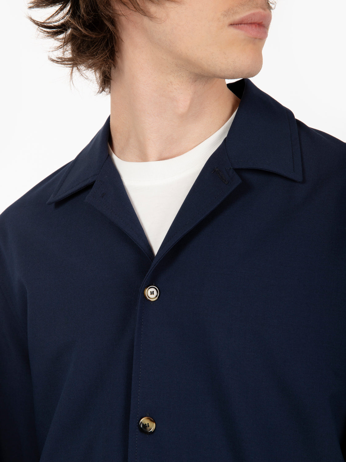 Navy Wool Blend Shirt Jacket