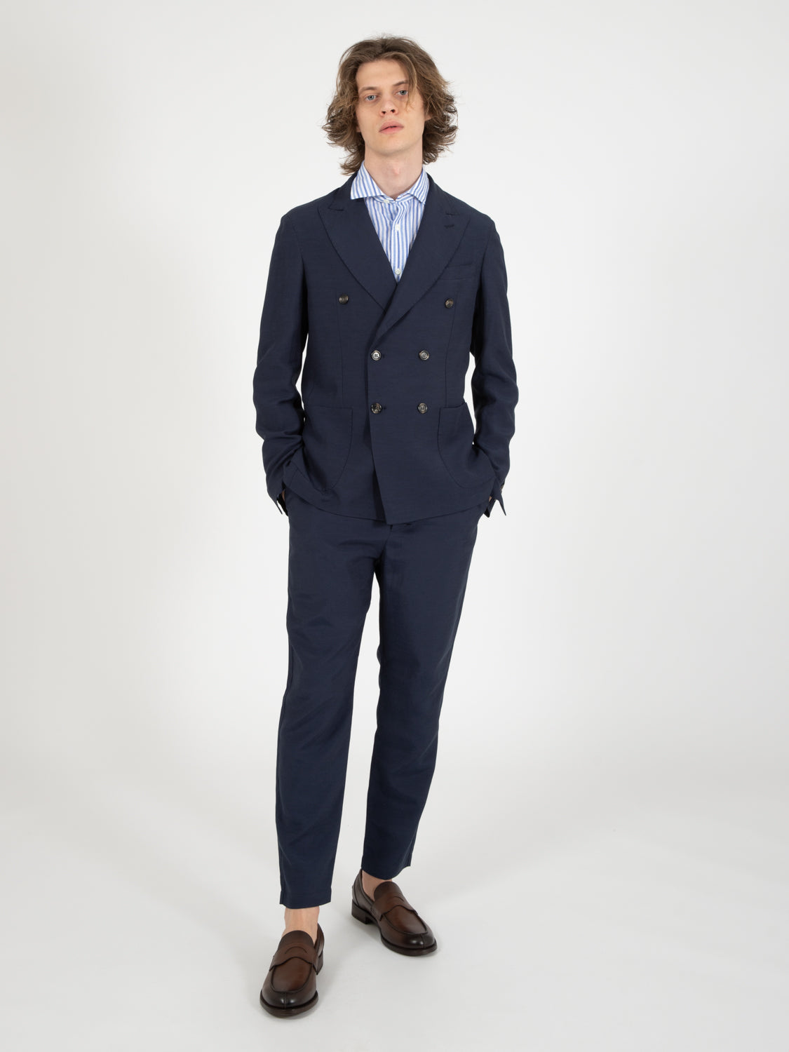 Alberto double-breasted navy blazer