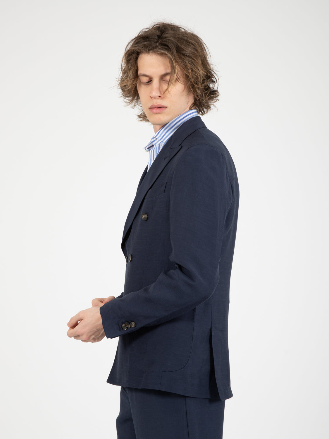 Alberto double-breasted navy blazer