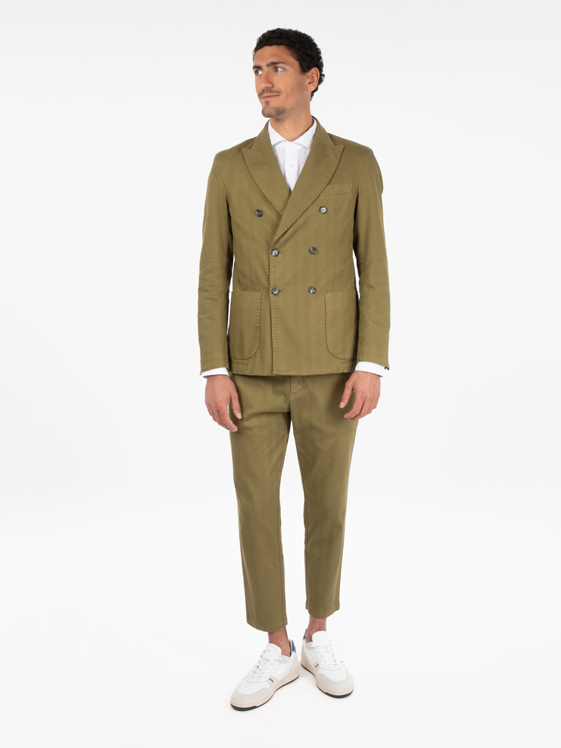 Alberto olive double breasted blazer