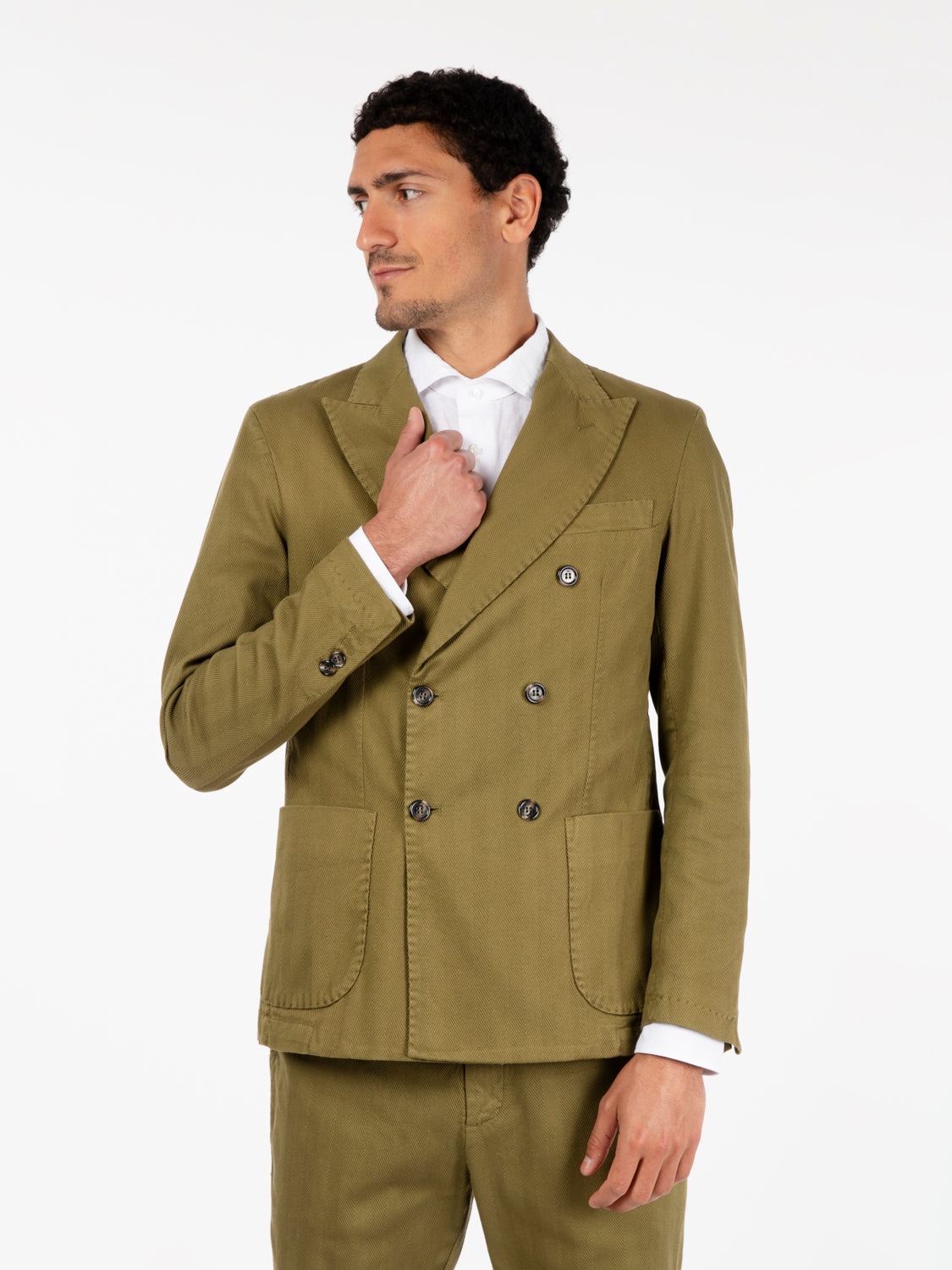 Alberto olive double breasted blazer