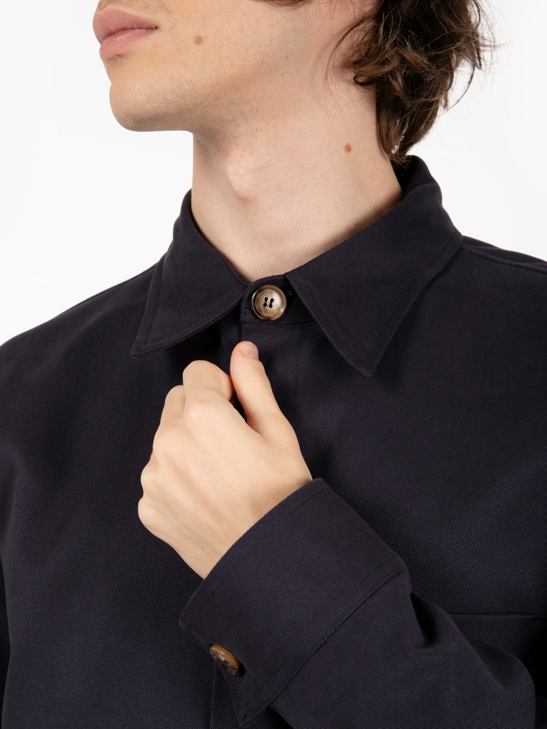 Dark blue cotton shirt jacket