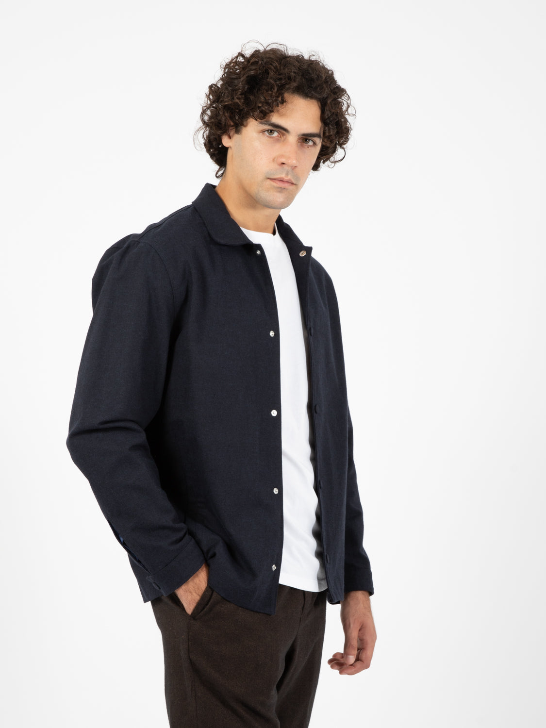 Navy Cotton Shirt Jacket