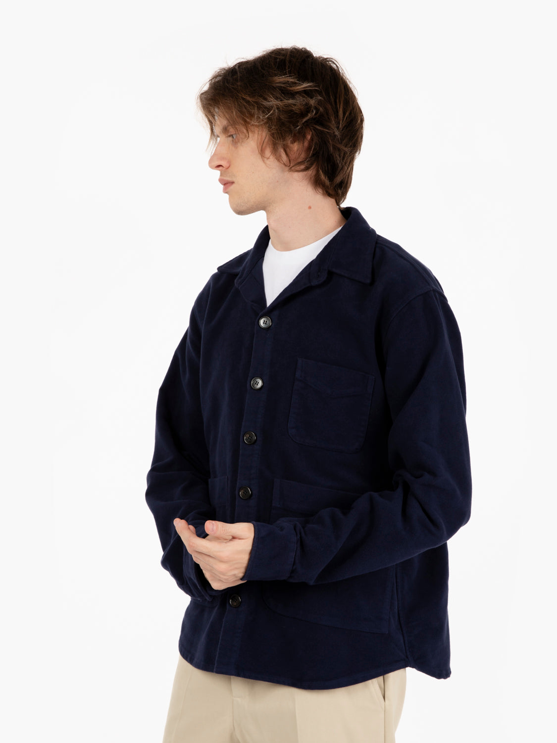 Giacca camicia in fustagno navy