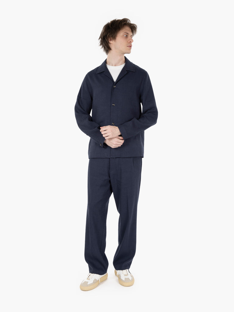 BEAUCOUP - Pantaloni in tessuto operato navy