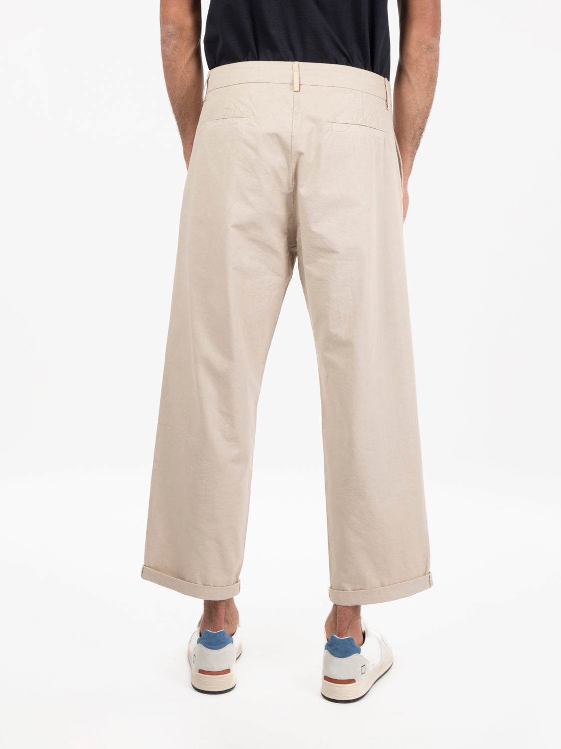 Beige cotton oversized trousers