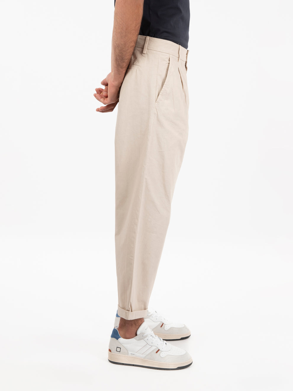 Beige cotton oversized trousers