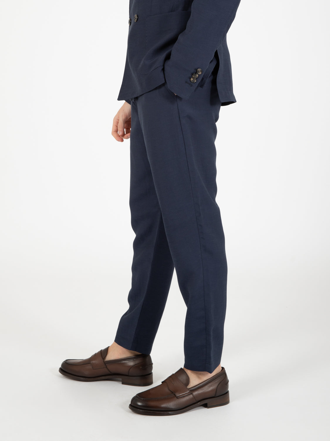 Pam linen and viscose navy trousers