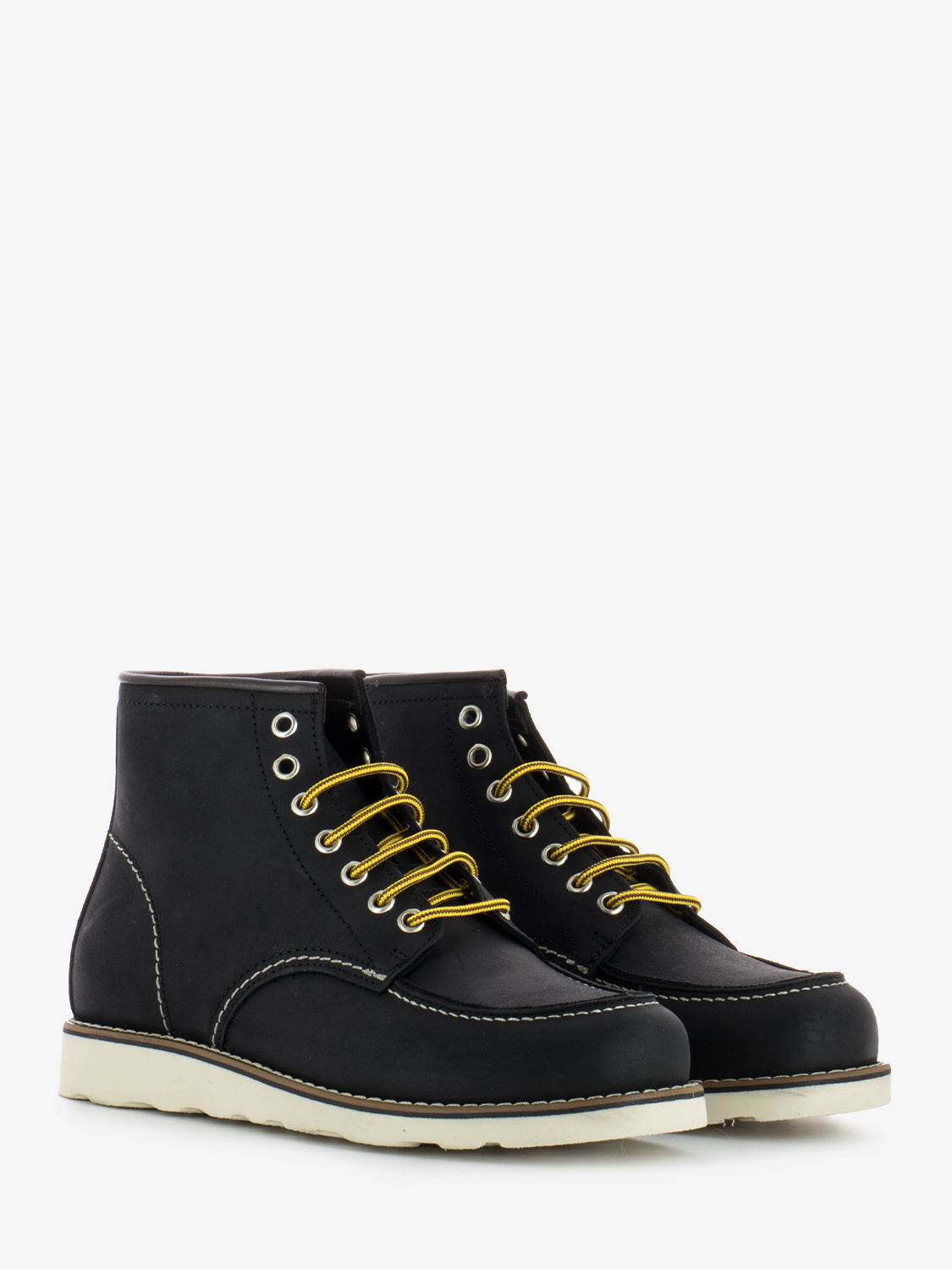 Black leather lace-up boots