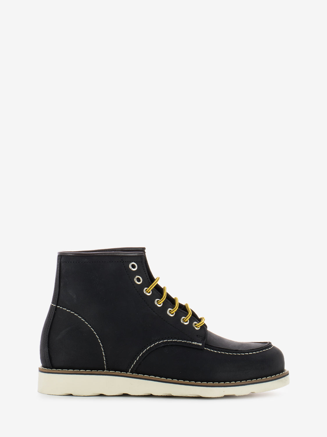 Black leather lace-up boots