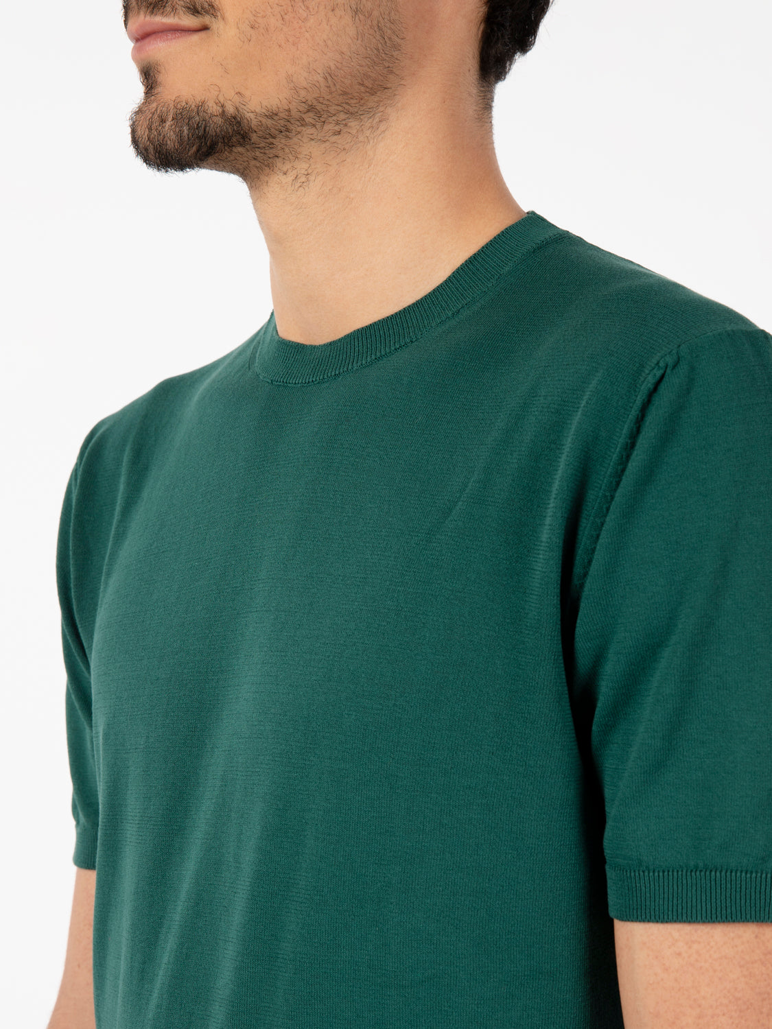Maglia a maniche corte girocollo basic verde scuro