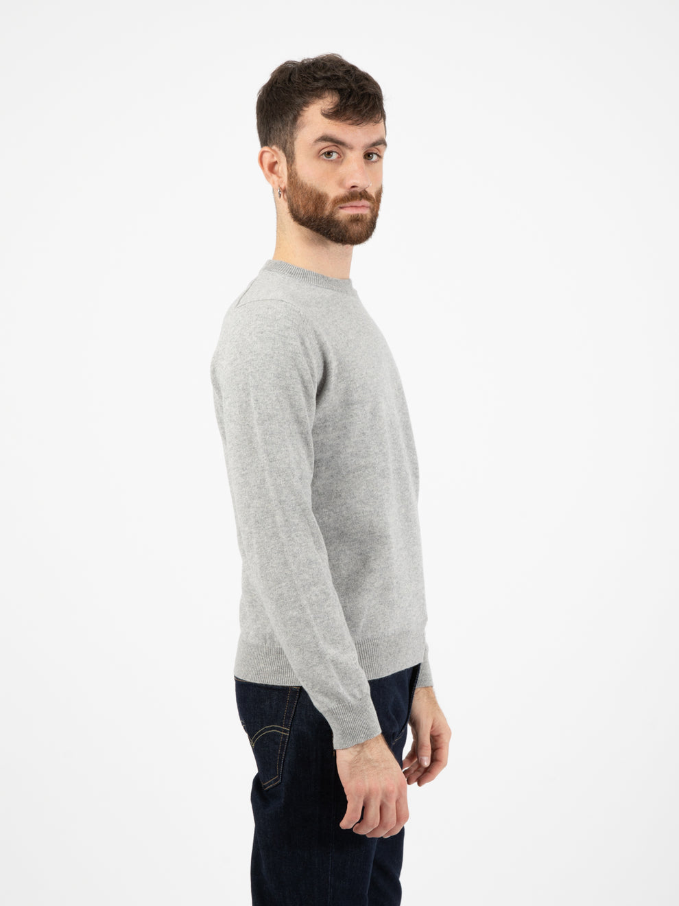 Maglione basico girocollo grigio medio